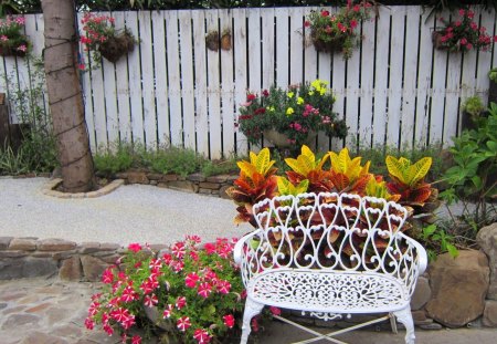 Garden Restaurant - garden, restaurant, flowers, chair, colorful