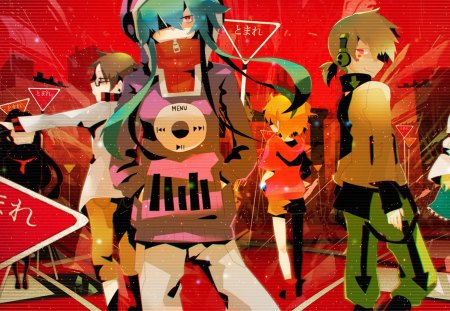 Hatsune Miku series2 - anime, boys, fight, red