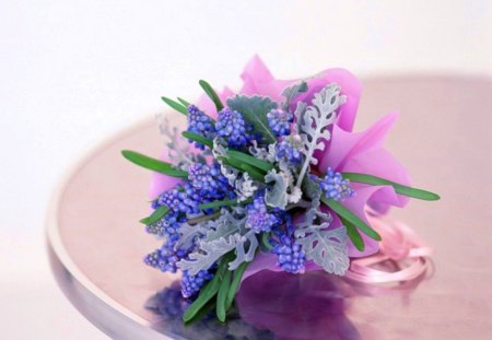 Bouquet - wallpapers, nature, pink, blue, flowers, bouquet, small