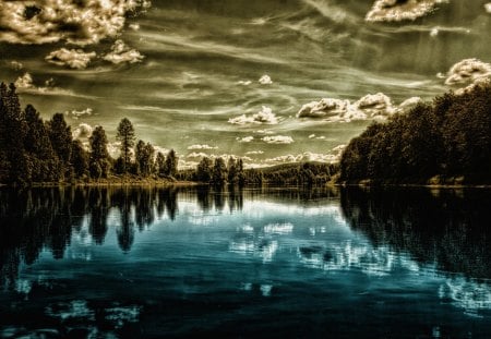 Reflection - sky, trees, water, reflection