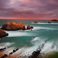 wonderful sunset on a rocky spanish seacoast