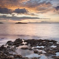 wonderful harbor island at sundown