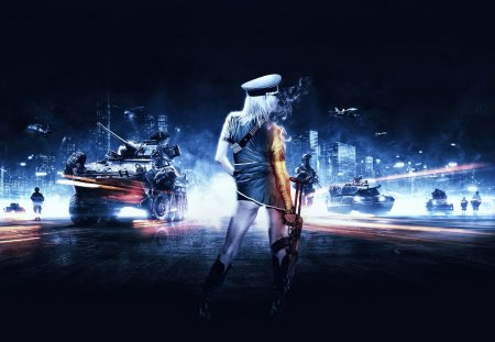 bf3 - tank, girl, fire, gun