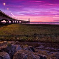 bridge purple sky