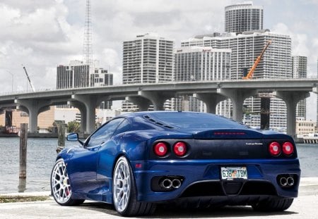 ferrari challenger blue - car, road, ferrari, blue