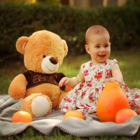 Girl and teddy bear