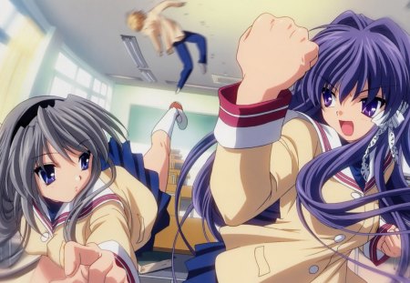 Pervert exterminated... - Female, cute, school girls, Uniform, Anime, BOY