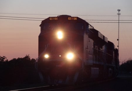 The Evening Express - train, trains, dusk, ebening train