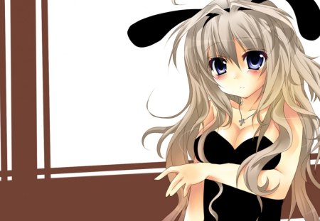 Cute bunny - Female, anime, anime girl, Cute bunny, black dress, bond