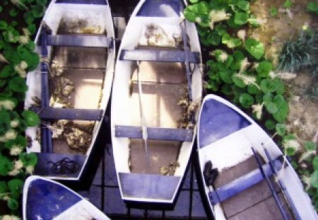 Old boats - abstract, boats, photography, blue, green