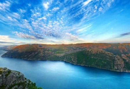 Fjord Sunset - Norway, geiranger, rock, landscapes, mountains