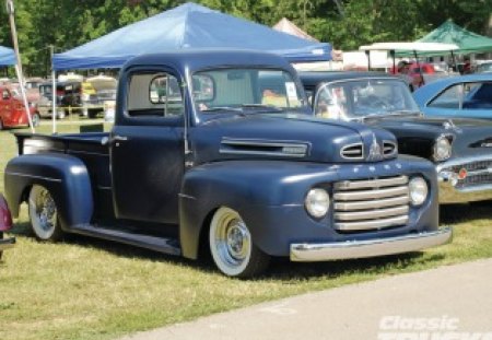 Ford F 100 - classic, white walls, blue, truck