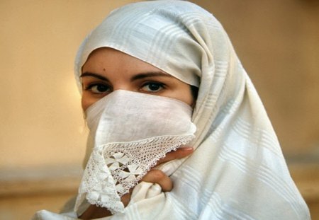 White - veil, white, face, woman