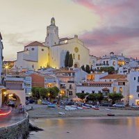 lovely seaside town in spain at dusk