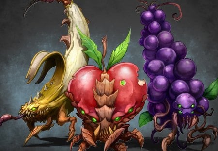 Artistic food - artistic, grapes, food, banana, fruits, apple