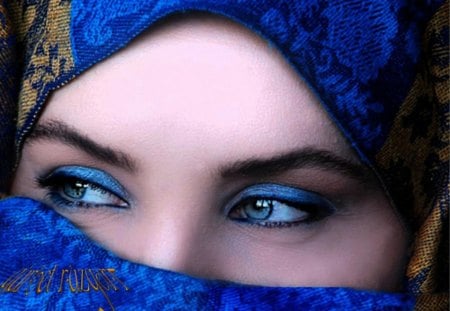 beautiful eye - girl, blue eyes, hizzab, cute, model