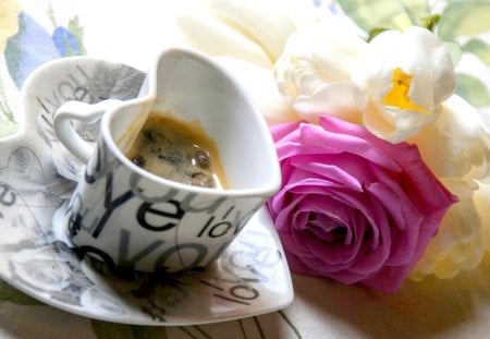 ICE TEA with LOVE - ice, heartshape, rose, tea, saucer, cup