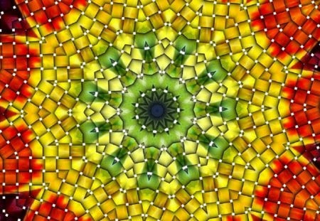 YELLOW WEAVED CIRCLE - art, abstract, yellow, weaved