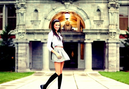 Girl in front of a building - models female, entertainment, people, other