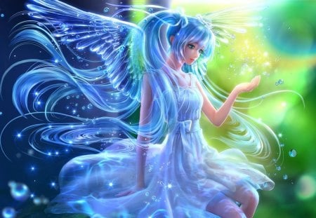 Blue Angel - hot, angel, wings, anime girl, elegant, underwater, feather, ribbon, hatsune miku, sexy, blue eyes, long hair, divine, vocaloids, vocaloid, beautiful, 3d, sweet, dress, realistic, beauty, nice, female, aqua hair, bubbles, fantasy, gorgeous, pretty, anime, miku, cute, girl, twintails, wet, gown, lovely, cg, hd, blue hair, hatsune, abstract, wing, sublime, blue, digital