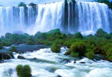 Beautiful Waterfall - river, trees, water, falls