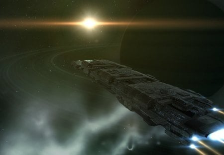 Riding the Rings - caldari, charon, eve online, spaceships, video games