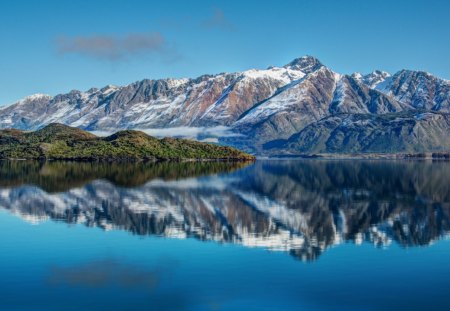 stunningly beautiful lake - lake, mountains, reflection, island