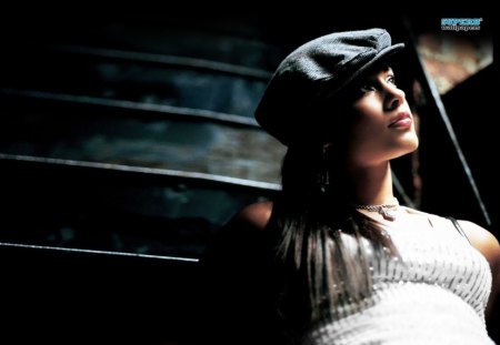 alicia keys - cap, girl, dark, room, look