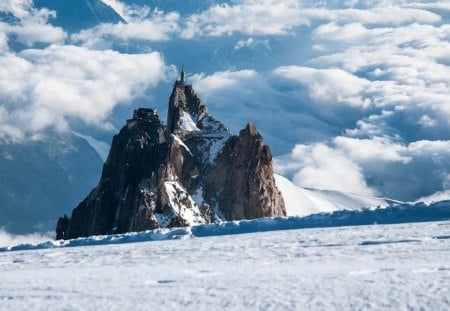 observatory on alp peak - peak, observaroty, clouds, mountains