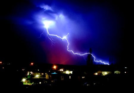 A Lighting Coming out of the Sky - falsh, storm, cool, lighting, blue