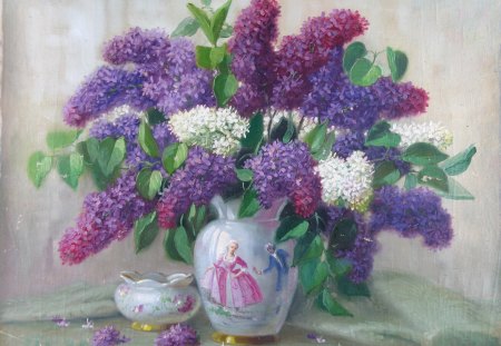 Lilacs In Painted Vase