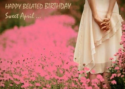 For sweetbubbles - pastel, meadow, pink, flowers, birthday, greetings, girl, dress