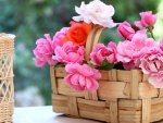 Pink flowers in the basket