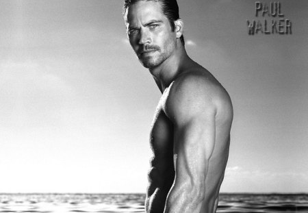 Paul Walker - movie, man, actor, water, summer, black and white, sea, paul walker