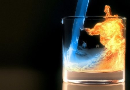 Aqua And Fire - colors, aqua, fire, glass