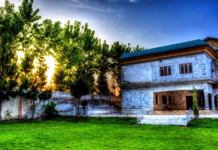 HOME SWEET HOME - house, trees, hdr, sunlight