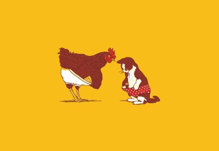 Rooster And Cat - rooster, cat, adult jokes, funny, rooster and cat