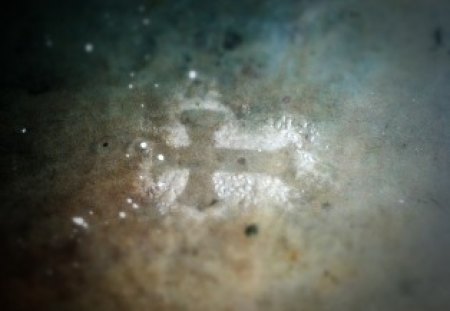 hidden message - cross, cement, imprint, rain