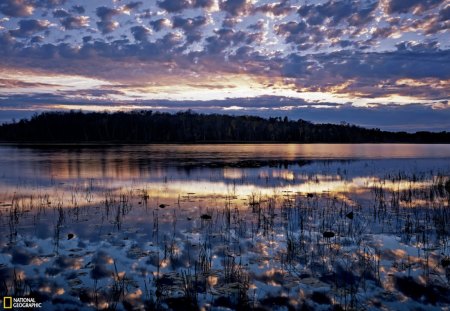 Thunder Lake - sky, lake, thunder, snow