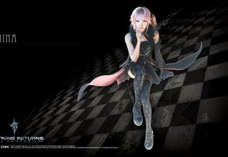 Lumina - FF, Board, Dress, XIII-3, Boots, Dark, Video Game, FFXIII-3, Checker Board, Game, Final Fantasy XIII-3, Fantasy, Outfit, Female, Checkers, Hair, Girl, Final, 2013, Lightning Returns, Lumina, Final Fantasy, Pink