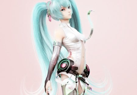 Append Miku - realistic, female, hot, simple, anime girl, anime, miku, cute, hatsune miku, sexy, girl, append miku, twintails, long hair, cg, hatsune, vocaloids, blue hair, hd, 3d, vocaloid, plain