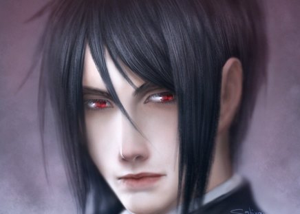 Sebastian Michaelis - anime, guy, boy, male, short hair, hd, realistic, michaelis, kuroshitsuji, phantomhive, red eyes, cg, handsome, sebastian, black butler, black hair, 3d, sebastian michaelis, close up