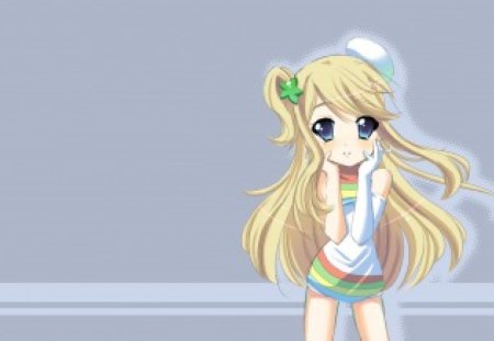 Chibi - anime, kawaii, female, blonde, blond hair, adore, long hair, blond, plain, chibi, blue eyes, anime girl, hot, girl, simple, blonde hair, cute, adorable, sexy