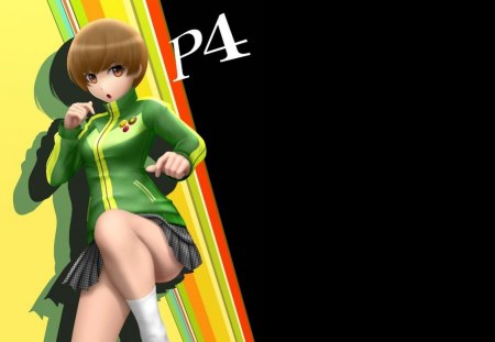 Satonaka Chie - anime, anime girl, female, persona 4, realistic, hot, girl, brown hair, persona, short hair, cg, hd, cute, 3d, sexy