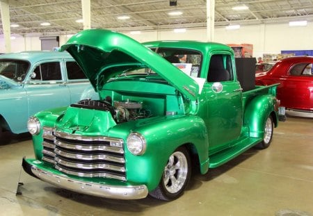 3100 Chevy Truck - Bowtie, Chrome Wheels, Classic, Green