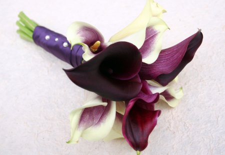 purple calla - purole, bouquet, calla, wedding