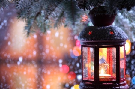 Christmas lamp - lamp, xmas, colors, christmas, snow