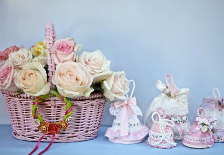 *Softly Things* - roses, basket, for girl, sweetness, things, beauty, love, pink