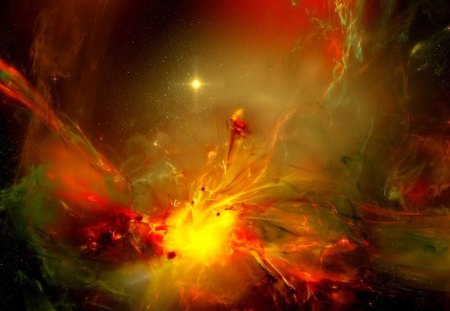 Colourful Nebula - colours, space, red, nebula