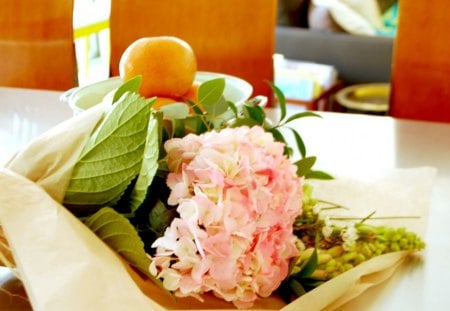 Cute flowers - flowers, vase, leaves, orange